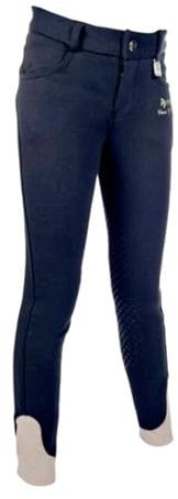 HKM Unisex ridebukser - børn Easy- silikone knæbeskyttere Hose, Weiß, 176 EU