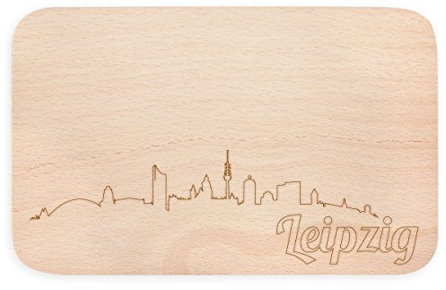 JUNIWORDS Frühstücksbrettchen mit Skyline Gravur - Wähle eine Stadt - Leipzig