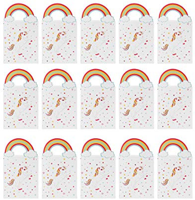 TOYMYTOY Sacchi di carta unicorno 24pcs con sacchetti di caramelle regalo del partito maniglia arcobaleno