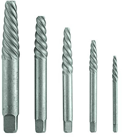 BOSCH BSPE5S - Juego de 5 extractores de tornillos de acero al carbono con flauta en espiral
