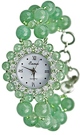 FENKOO Schöne Armbanduhren Natürliche Dongling Jade Perlen Damen Armbanduhr Damenmode Uhr (Color : 1)