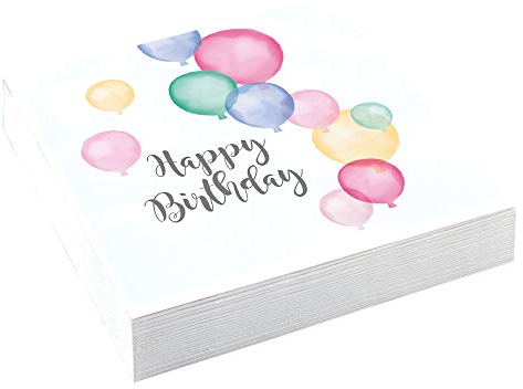 Amscan 9903711 - Servietten Happy Birthday, 20 Stück, 33 x 33 cm, Pastel, Geburtstag