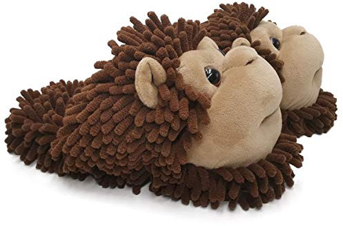 ofoot Pantoufle Animale Mignon Femme Chaud Maison,Chaussures Semelle Caoutchouc Hibo Renard Koala Rat Renard Renard Singe Chat Lapin(35/38 EU,Brown LIon)