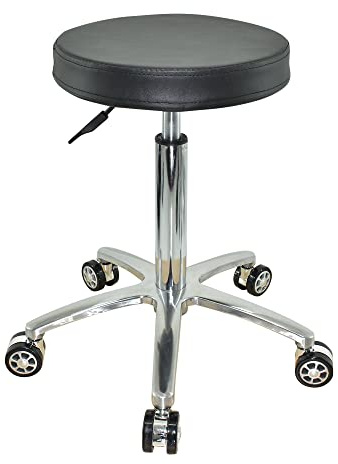 VAKON SALON - Rundsitz Rollhocker höhenverstellbar von 55-75 cm, Drehhocker, Rollhocker, Praxishocker, Bürohocker, Arbeitshocker