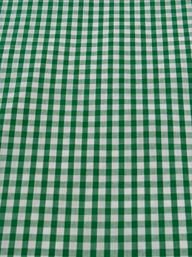 Tissu en polycoton vichy vert au mètre à carreaux 114 cm de large