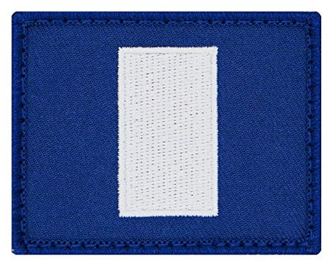 Café Viereck ® Polizei taktisches Zeichen Einsatzhundertschaft - blau und silber - Gestickt mit Klett – 6,7 x 5,3 cm (Hundertschaftsführer silber)