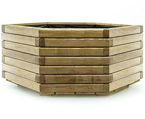 HolzFee Eck Pflanzkasten Akzent 6-Kant Eiche 97 x 57 x 40 cm Holz 6-eckig