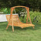 Bett-Schaukel mit Ketten, Holz-Schaukelbett, Geschwungene Form Schaukelsitz, Massivholz mit Teak-Finish, Gartenmöbel, Wetterfeste, Schaukelstuhl Massivholz, 143x120x65 cm