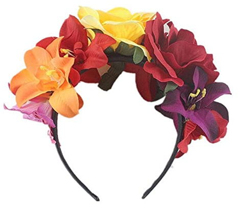 Haarreifen mit Rosen, Blumen im mexikanischen Stil, Blumengirlande für Damen, Kopfschmuck, Haarschmuck für Halloween, Karneval, Partys, Bühnenauftritte