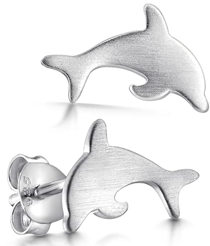 MATERIA by Matthias Wagner Damen Ohrstecker Silber 925 - Delfin Ohrringe mattiert SO-462