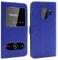 CEKA TECH Coque pour Samsung Galaxy S9 (5,8 Pouces), Etui Housse avec FENETRES, Pochette Magnétique pour (Samsung S9) - Bleu