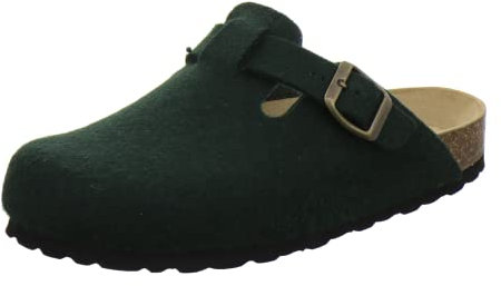 AFS-Schuhe Damen Hausschuhe geschlossen aus Filz, Bequeme, warme Winter Clogs, Made in Germany, 26900 (41 EU, dunkelgrün)