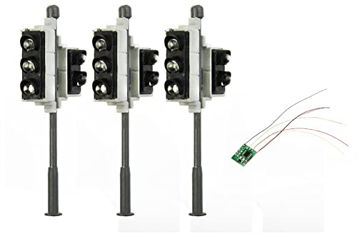 SPORTARC 3 Stück Modelleisenbahn Zug Lampe Gauge 00 H0 Ampeln mit Fußgängerbeleuchtung und LEDs Fahrzeug 1:72