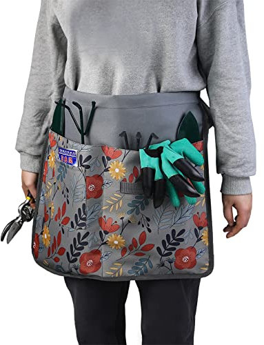 Yuehuamech Waist Apron Half Aprons Garden Apron Chef Waitress Waiter Aprons Multi-Pockets Oxford Cloth Kitchen Aprons for Men Women Painting Woodworking Cooking