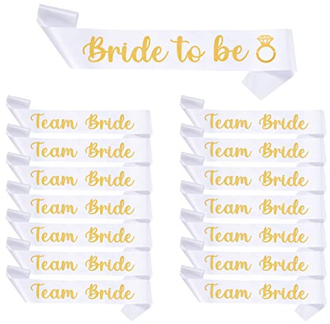Shining She Hen Party Accessories Sashes,14 White Team Bride+ 1 Bride to Be | hen do sashes set hen do accessories for Hen Party Wedding Bridal Shower Party Decoration