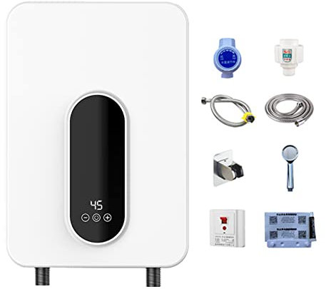 CEIEVER - Mini scaldacqua istantaneo, con indicatore LED, 220 V, 7000 W, scaldabagno elettrico con protezione multipla per bagno, doccia e cucina