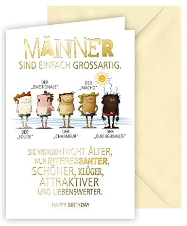 KE - Glückwunsch-Karte zum Geburtstag für Männer mit Spruch, mit Umschlag, DIN B6, lustige Geburtstagskarte Mann, Motiv: Korken