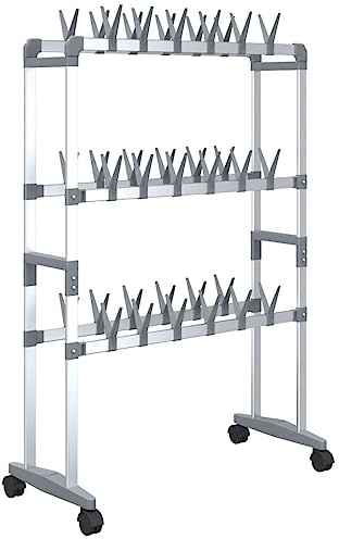 vidaXL Silver Shoe Rack with Wheels - Mobile, Durable Aluminium - Compact and Space Saving Shoe Storage Solutions for Families - Holds 36 pairs