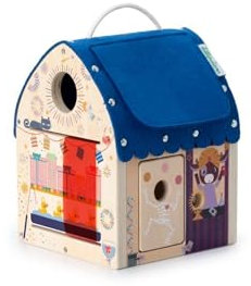 Lilliputiens - Maison découverte d’illusions optiques en bois - Jouet éducatif en bois avec effets visuels fascinants - Motricité et imagination - Clé, scratch, loquet, crochet,... - Dès 3 ans - 83451