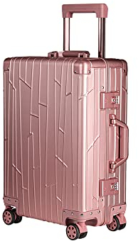 GUNDEL Aluminium Handgepäck Koffer Cabin Trolley 55x40x20 cm H/B/T 32L 4x360° Rollen Rose Gold 2X TSA-Zahlenschloss