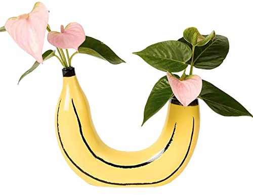 Banane Vase Einzigartige Frucht Form Harz Vase Home Dekoration Kreative Blumenanordnung für Wohnzimmer/Esstisch Mittelstück Ornamente