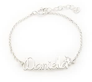Doble Aro - Pulsera Personalizable con Nombre Unicornio en Plata de Ley | de Estilo Sofisticado | Regalo Ideal tanto para Cumpleaños, Amigas, como para el Día de la Madre