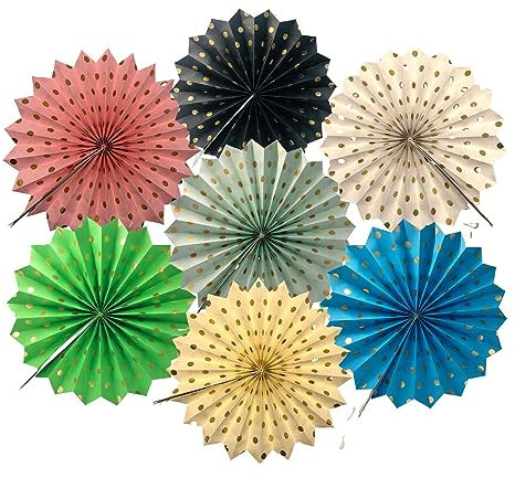 30cm/12inch Gold Polka Dot Paper Fans, Paper Decorations, Paper Party Fans (Primary Color: Lime Green)