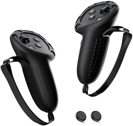 Controller-Griff-Abdeckung für Meta Quest 3 Zubehör, Silikon-Griffe, Schutzhülle, passend für Quest 3 Touch-Controller mit Controller-Handschlaufen und 2 Joystick-Abdeckungen