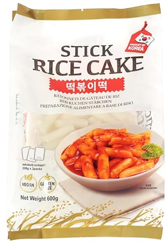 Starry Mart Korean Stick Rice Cake Tteokbokki Topokki (4 Packs x 150g) 600g - Gluten Free & Vegan