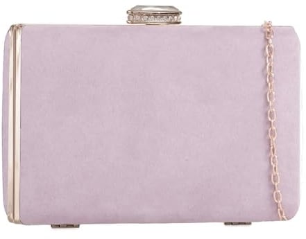 UShopUK Faux Suede Hard Case Bridal Prom Wedding Evening Clutch Party Purse Hand Bag (Lilac)