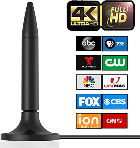 TV Antenna, 2024 Newest HD Digital TV Antenna Indoor Outdoor，Long Range with Amplifier Signal Booster 4K HD Support All Television - 10ft High Performance Coax Cable