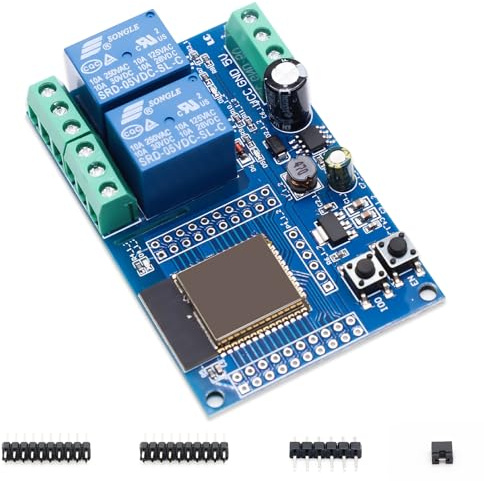 Binghe ESP Relais 2-Kanal Modul, ESP-32 Relais Entwicklungsboard mit 4 MB Flash Dual-Wifi DC5-60V Stromversorgung für Sekundäres Entwicklungslernen(LC-Relay-ESP32-2R-D5)