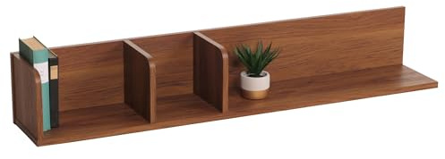 Mendler Wandregal HWC-M48 3 Fächer 20x120x21cm - Walnuss-Optik | Hängeregal, Regal, Holzregal, Schweberegal