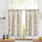 TOPICK Leinen Scheibengardinen 2er Set H90xB65(cm) Blumen Küchenvorhänge Kurz Bedrucktem landhausstil Bistrogardine Halbtransparent Gardinen Fenster Vorhänge für Wohnzimmer Braun auf Beige