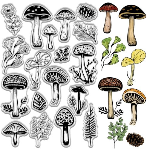craspire Pilz-Stempel Aus Transparentem Silikon, Pflanzenblätter, Transparent, Wiederverwendbar, Vintage-Stempel, Siegel, Poststempel Für Heimwerker, Basteln, Scrapbooking, Journaling