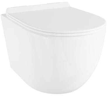 Eridanus Inodoro de Pared Compacto Baños, Diseño sin Borde de Cerámica, Taza WC Integrada con Asiento de Cierre Suave de Liberación Rápida, Blanco Brillante - 530 x 370 x 360mm