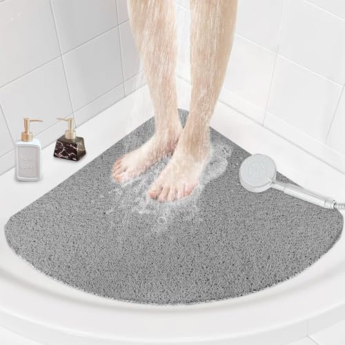 Mofonky Tappetino Doccia Antiscivolo Angolare: 60 x 60 cm Tappeto Doccia Antiscivolo con Scarico - Morbido PVC Luffa Tappetini Doccia Antimuffa Antibatterico