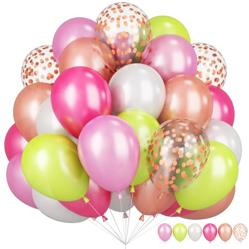 Tropische Luftballons Hawaii Deko 60 Stück 12 Zoll Grüne Rosa Ballons Flamingo Sommer Geburtstag Party Roségold Konfetti Latex Ballons Strand Hochzeit Party Dekoration Aloha Luau