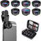 Hojalis 7 in 1 Handy Objektiv Kit, Objektiv Für Handy, Handy Kamera Objektiv, Fischaugenobjektiv 210°, Weitwinkel 120°, Makroobjektiv(25x), Kaleidoscope,für iPhone und Die Meisten Smartphones(Schwarz)