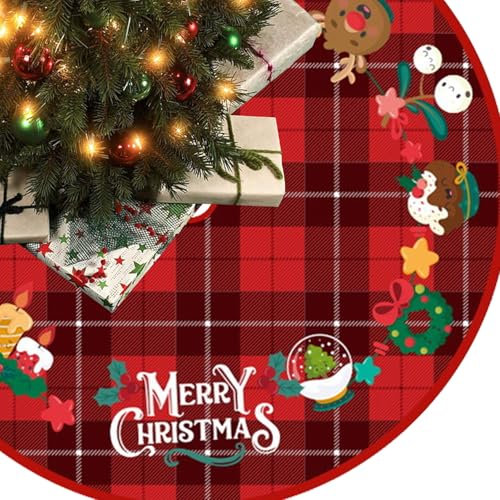 Jupe de Sapin de Noël 120cm /48 Pouces Jupe de Sapin de Noel Rond Cache Pied Sapin de Noel Couvre-Pied de Sapin, Tapis de Sapin de Noel pour Decoration de Noel Sapin(D)