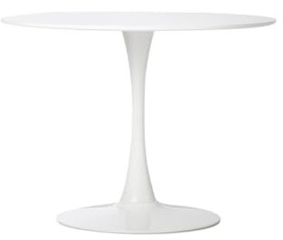 Table à Manger Ronde de 100 Cm Blanche Cory, Style Vintage avec Base Tulipe, Design Contemporain et Amplificateur d'Espace Idéale pour Les Salles à Manger Modernes