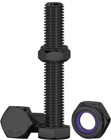 Drenky Set Di Viti con Dadi Autobloccanti M10 X 60 mm Bulloni e Dadi M10 10 Pezzi Esagonale Bulloni E Dadi Set Acciaio Inox A2 V2A Set Di Viti Esagonali Per Macchinari, Mobili, Stampa 3D, Nero