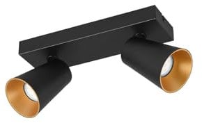 meineWunschleuchte Wandstrahler & Deckenstrahler Schwarz Gold 2flammig, 28cm kurz