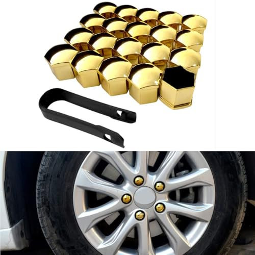 WETCL Auto Radmutternkappen für VW ID.3 2021-2023, Reifen Mutter Covers Auto Bolt Radkappen 17mm/19mm/21mm 20 Stücke Außenschutz,Yellow-19mm