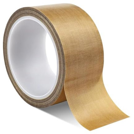 yotutun Alta Temperatura Nastro in PTFE, Nastro di Teflon Nastro Adesivo Alte Temperature in Fibra di Vetro per Macchina Sottovuoto Sigillatura a Mano o Impulsi-Spessore 0,18mm (50 mm x 10 m, 1 pezzo)