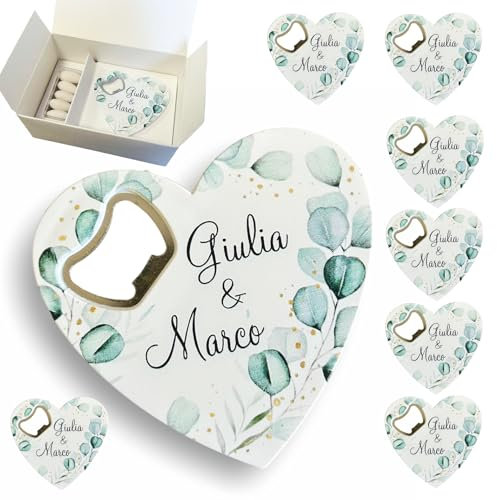 Regalami.shop set 8 bomboniere apribottiglie PERSONALIZZABILI con scatola, confetti, nastro, e bigliettino personalizzato (6)