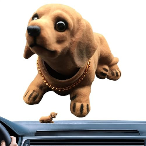 Lunaobrik Wackelhund - Harz Wackelhunds für Armaturenbrett, Deko Dackel fürs Auto | Nickhund, Schreibtischhund | Lustige Hundefigur, Auto Dekoration, Geschenk für Hundeliebhaber, Schreibtisch Deko