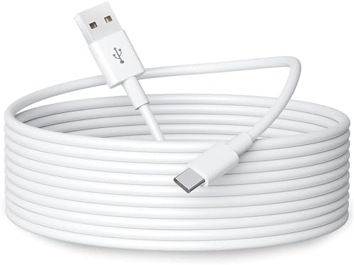 OXZEEWEE Cavo USB C extra lungo da 5 m, cavo USB A 2.0 a tipo C, cavo di ricarica, compatibile con telefoni, tablet, switch, fotocamere e altri dispositivi USB-C (bianco)