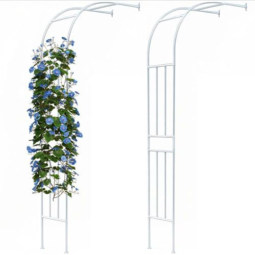 Treillis de jardin demi-arche résistant aux intempéries, tonnelle à rosiers durable, support en acier résistant aux intempéries pour plantes grimpantes, fleurs, pergola pour jardin, terrasse, cour(120