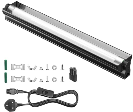 HeatingLux T8 UVB Light Reptile Kit 15W, 10.0 UVB UVA Lighting Combo Kit 18IN, Reptile Light Fixture with Fluorescent Tube for Vivariums, Desert Reptiles, Bearded Dragons, Lizards, Snakes